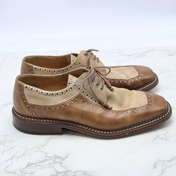 Mezlan Costa Wingtip Oxford Dress Shoes Mens 11.5 Brown Two Tone Leather Brogue main image 8